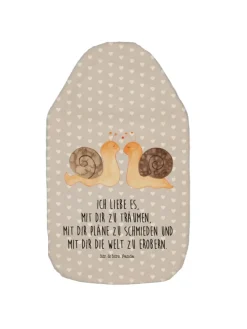 Wärmflasche Schnecken Liebe mit Spruch in Grau Pastell