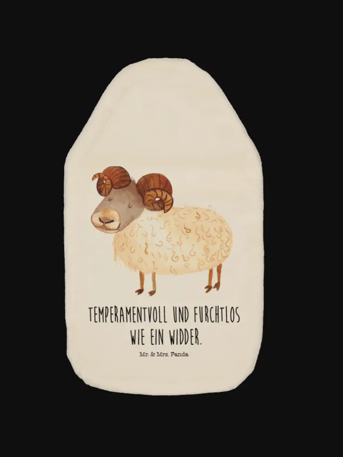 Wärmflasche Sternzeichen Widder mit Spruch in Weiß