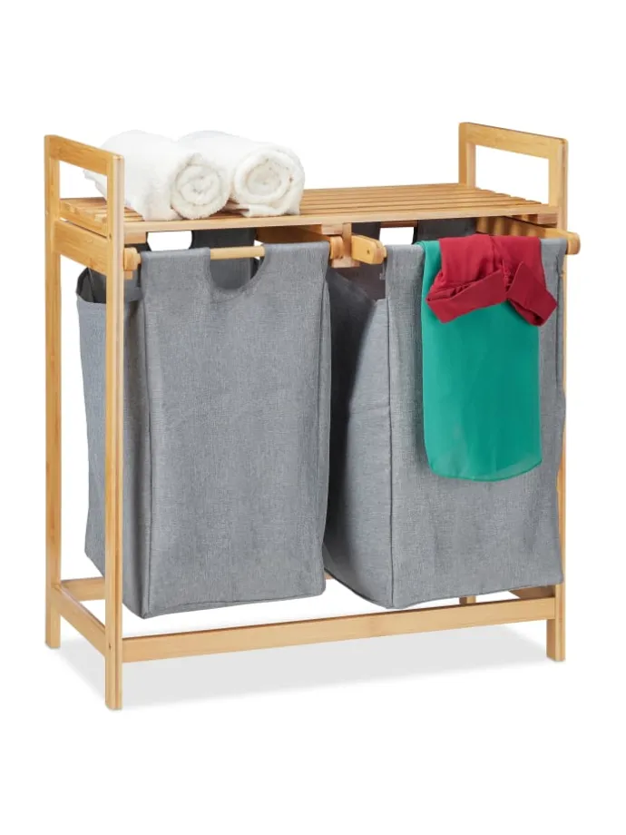 Wäschekorb 2 Fächer mit Ablage