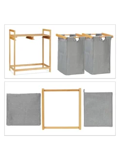 Wäschekorb 2 Fächer mit Ablage