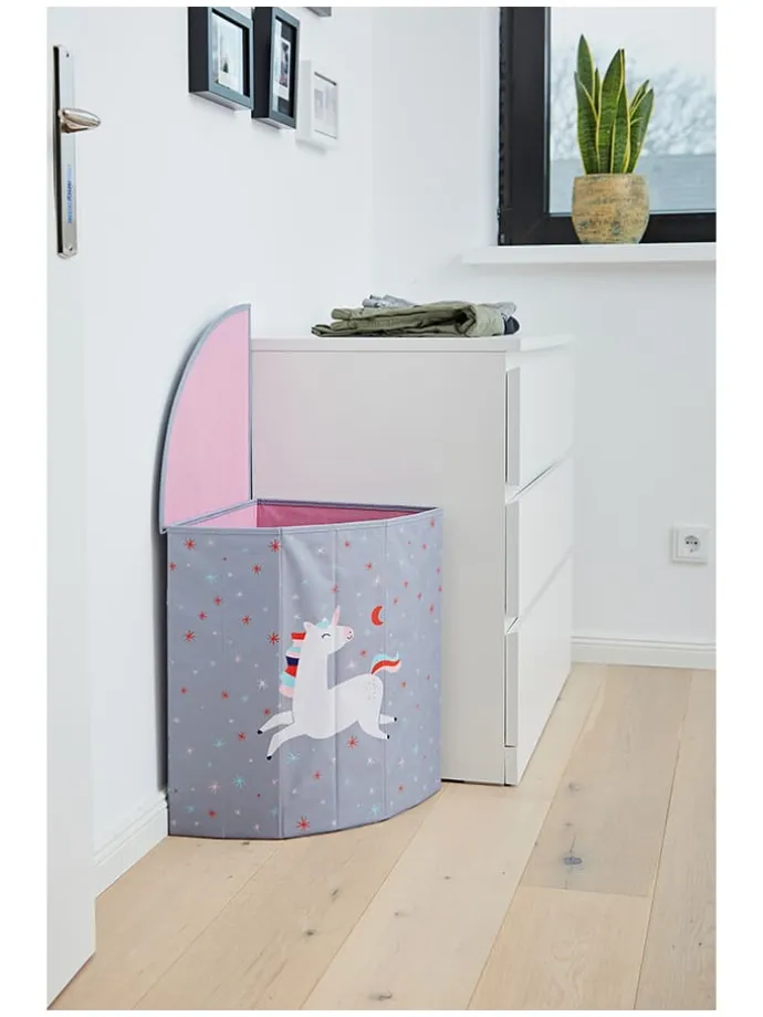 Wäschekorb "Einhorn" in Grau - (B)35 x (H)50 x (T)35 cm