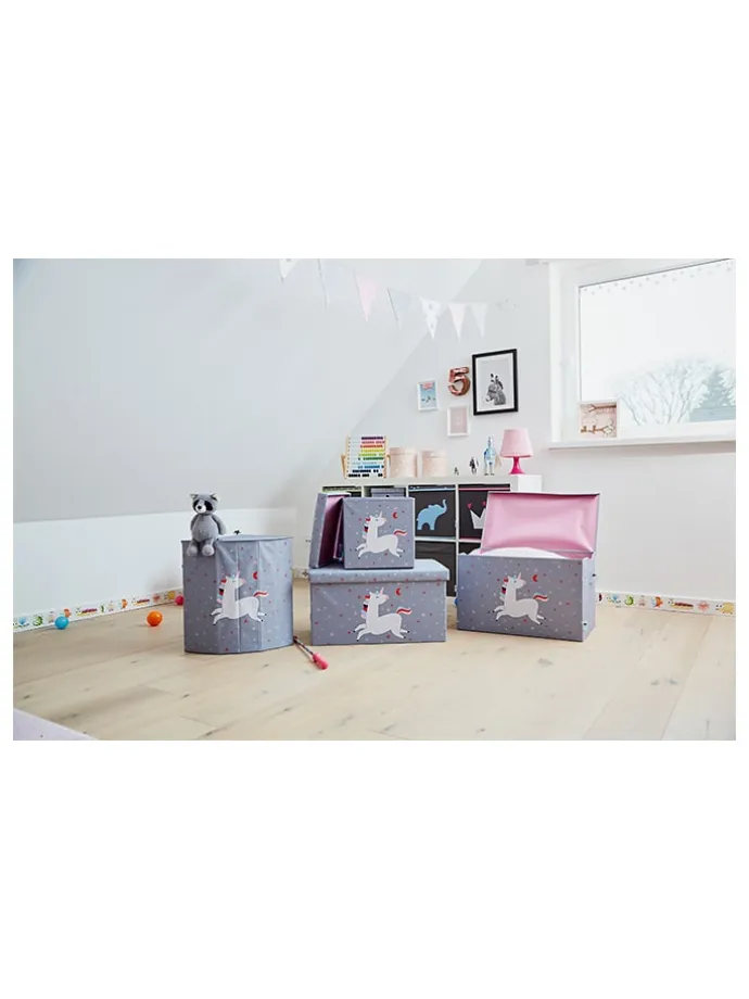 Wäschekorb "Einhorn" in Grau - (B)35 x (H)50 x (T)35 cm