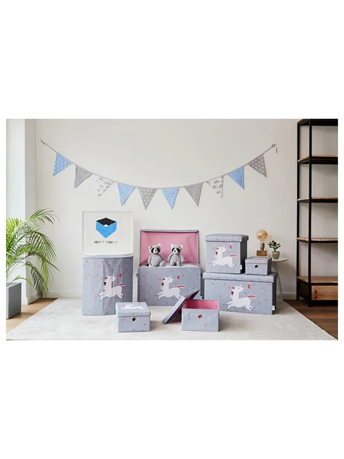 Wäschekorb "Einhorn" in Grau - (B)35 x (H)50 x (T)35 cm