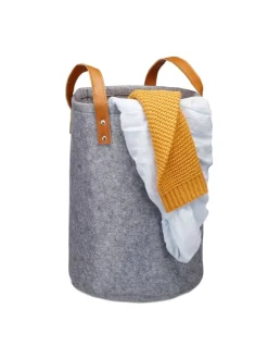 Wäschekorb in Anthrazit - (H)45 x Ø30 cm