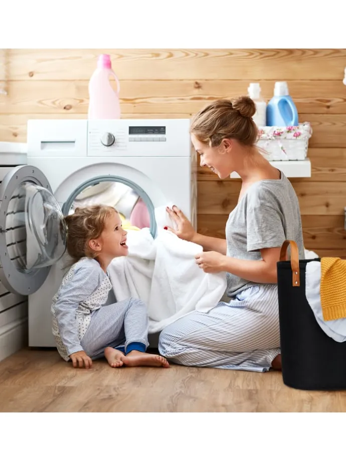 Wäschekorb in Anthrazit - (H)45 x Ø30 cm