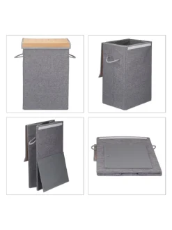 Wäschekorb in Grau - (B)40 x (H)60 x (T)30 cm