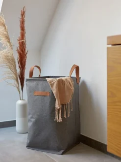 Wäschekorb in Grau - (H)58 x Ø 35 cm