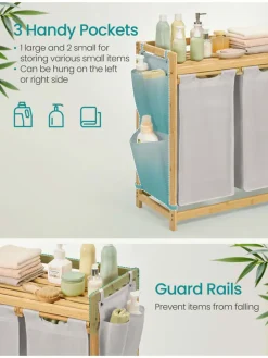 Wäschekorb in Hellgrau/ Hellbraun - (B)63 x (H)78 x (T)33 cm