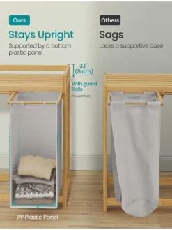 Wäschekorb in Hellgrau/ Hellbraun - (B)63 x (H)78 x (T)33 cm