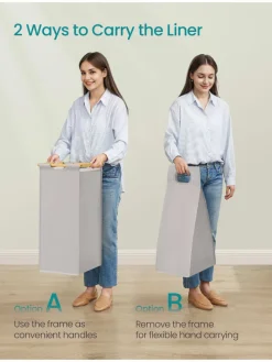 Wäschekorb in Hellgrau/ Hellbraun - (B)63 x (H)78 x (T)33 cm