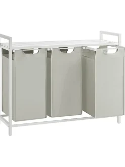 Wäschekorb in Hellgrau/ Weiß - (B)92,5 x (H)72 x (T)33 cm