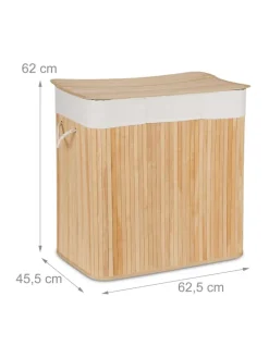 Wäschekorb in Natur - (B)62,5 x (H)62 x (T)42,5 cm