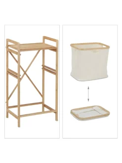 Wäschekorb in Natur/ Beige - (B)44 x (H)85 x (T)33 cm