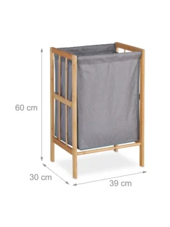 Wäschekorb in Natur/ Grau - (B)39 x (H)60 x (T)30 cm