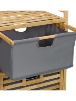 Wäschekorb in Natur/ Grau - (B)88 x (H)95 x (T)33 cm