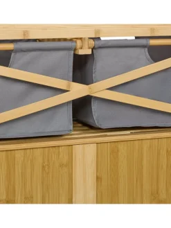 Wäschekorb in Natur/ Grau - (B)88 x (H)95 x (T)33 cm