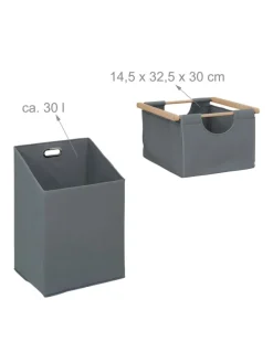 Wäschekorb in Natur/ Grau - (B)40 x (H)120 x (T)33 cm