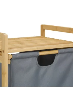 Wäschekorb in Natur/ Grau - (B)40 x (H)120 x (T)33 cm