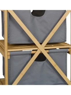 Wäschekorb in Natur/ Grau - (B)40 x (H)120 x (T)33 cm