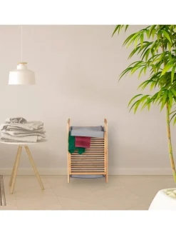 Wäschekorb in Natur/Grau - (B)40 x (H)60 x (T)35 cm