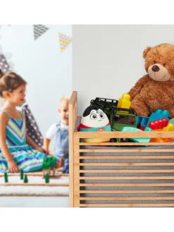 Wäschekorb in Natur/Grau - (B)40 x (H)60 x (T)35 cm