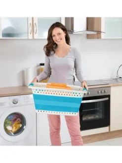 Wäschekorb in Petrol - (B)61 x (H)27 x (T)45,5 cm