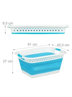Wäschekorb in Petrol - (B)61 x (H)27 x (T)45,5 cm