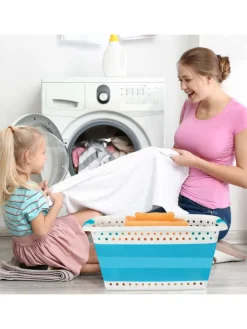 Wäschekorb in Petrol - (B)61 x (H)27 x (T)45,5 cm