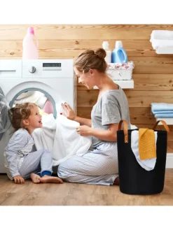 Wäschekorb in Schwarz - 28 Liter