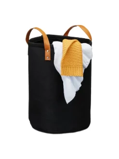 Wäschekorb in Schwarz - (H)45 x Ø30 cm