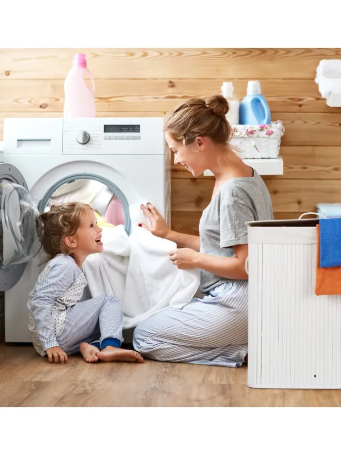 Wäschekorb in Weiß - (B)40 x (H)60 x (T)30 cm