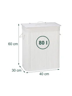 Wäschekorb in Weiß - (B)40 x (H)60 x (T)30 cm