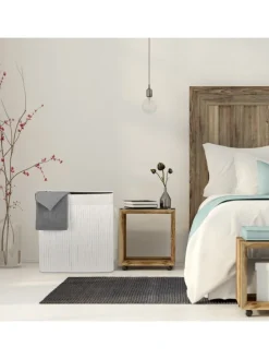 Wäschekorb in Weiß - (B)62,5 x (H)62 x (T)42,5 cm