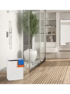 Wäschekorb in Weiß - (B)55 x (H)63 x (T)35 cm