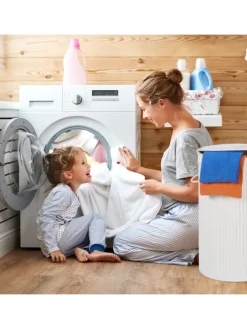 Wäschekorb in Weiß - (H)63 x Ø40 cm