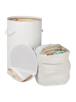 Wäschekorb in Weiß - (H)63 x Ø40 cm