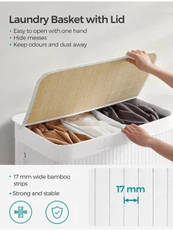 Wäschekorb in Weiß/ Beige - (B)60 x (H)61 x (T)40 cm