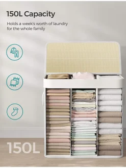 Wäschekorb in Weiß/ Beige - (B)60 x (H)61 x (T)40 cm