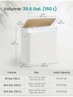 Wäschekorb in Weiß/ Beige - (B)60 x (H)61 x (T)40 cm