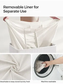 Wäschekorb in Weiß/ Beige - (B)60 x (H)61 x (T)40 cm