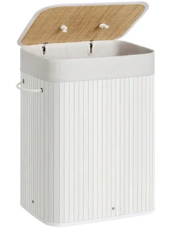 Wäschekorb in Weiß/ Hellbraun - (B)40 x (H)61 x (T)30 cm