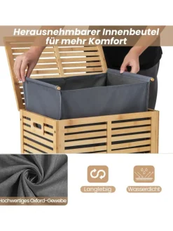 Wäschekorb 80L in Hellbraun