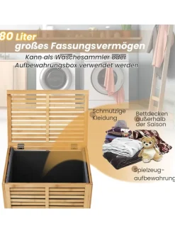 Wäschekorb 80L in Hellbraun