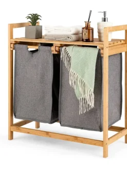 Wäschekorb mit 2 Fächer in Beige