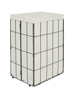 Wäschekörbe MIRISSA in Schwarz/Weiß/Braun - (W) 40 x (H) 60 x (L) 30 cm