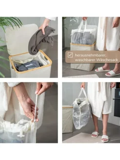 Wäschesammler 60 Liter beig