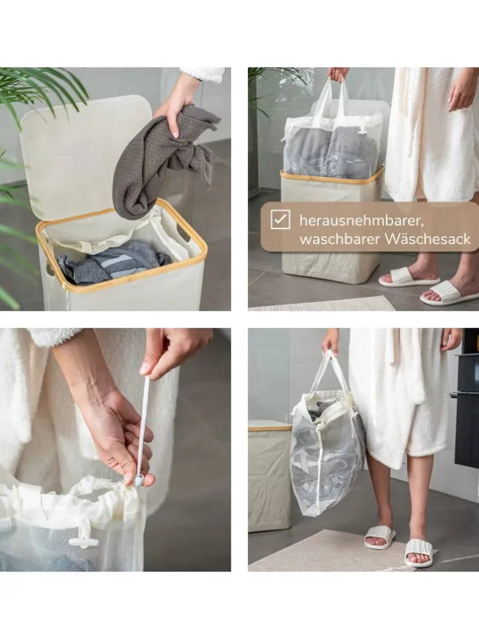 Wäschesammler 60 Liter beig