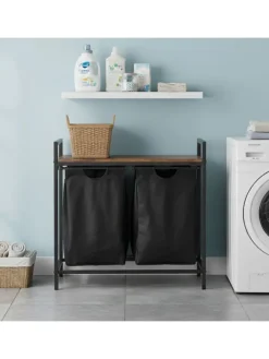 Wäschesammler in Braun/ Schwarz - (B)73 x (H)72 x (T)33 cm