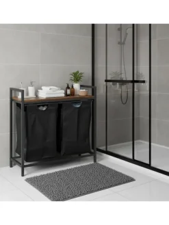 Wäschesammler in Braun/ Schwarz - (B)73 x (H)72 x (T)33 cm