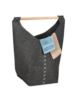 Wäschesammler in Dunkelgrau/ Natur - (B)62 x (H)68 x (T)34,5 cm